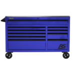 Dark Slate Blue Homak 54" RS Pro 10 Drawer Rolling Cabinet with Stainless Steel Top