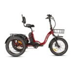Eunorau One Trike Electric Fat Tire Tricycle in red color facing the right