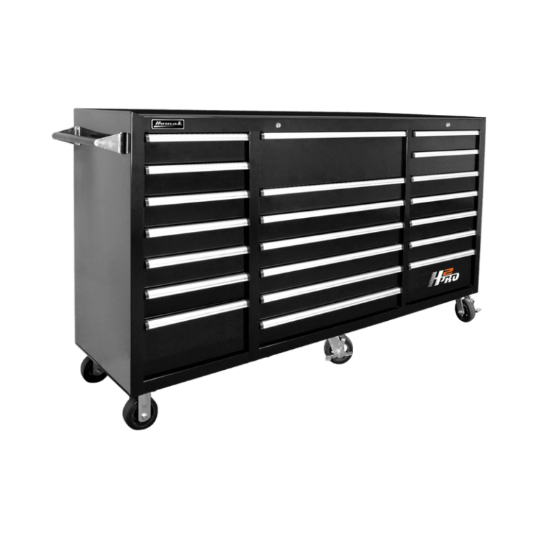 Black Homak 72” H2Pro Series 21 Drawer Roller Cabinet