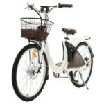 Ecotric 26 Inch White Lark Electric City Bike For Women with Basket & Rear Rack - Image 2