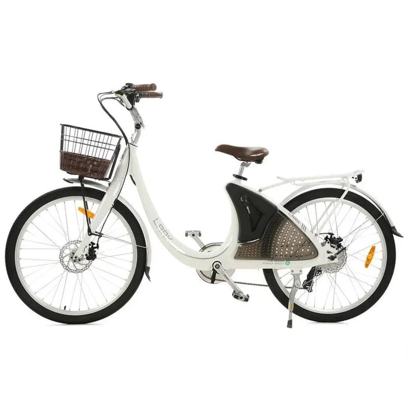 NS-LAK26LCD-W_c8306386-0738-4a5b-ab25-14d3040c110b Ecotric 26 Inch White Lark Electric City Bike For Women with Basket & Rear Rack - Image 1