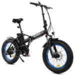 Ecotric 48V Fat Tire Portable and Folding Electric Bike with LCD Display - Black and Blue - Image 3