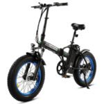 Ecotric 48V Fat Tire Portable and Folding Electric Bike with LCD Display - Black and Blue - Image 2