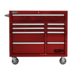 Dark Red Homak 41” Pro II Series 9 Drawer Roller Cabinet