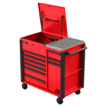 Dark Slate Gray Homak 44” RS Pro Series 9 Drawer Flip Top Power Service Cart with Workstation