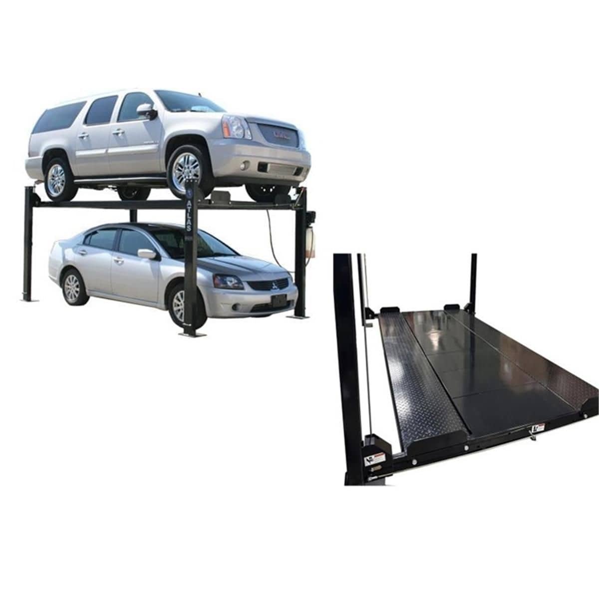 atlas-garage-pro8000ext-pro-floor-combo-hero Atlas Garage PRO8000EXT 8,000 lb Extra-Tall 4-Post Lift with Pro-Floor 8-Piece Panel Combo - Image 1