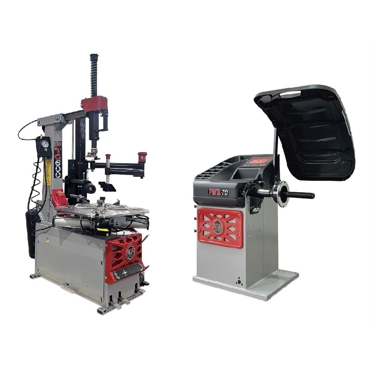 atlas-platinum-ptc600-pwb70-combo-hero Atlas Platinum PTC600 Tilt-Back Tire Changer + PWB70 Wheel Balancer Combo Package - Image 1
