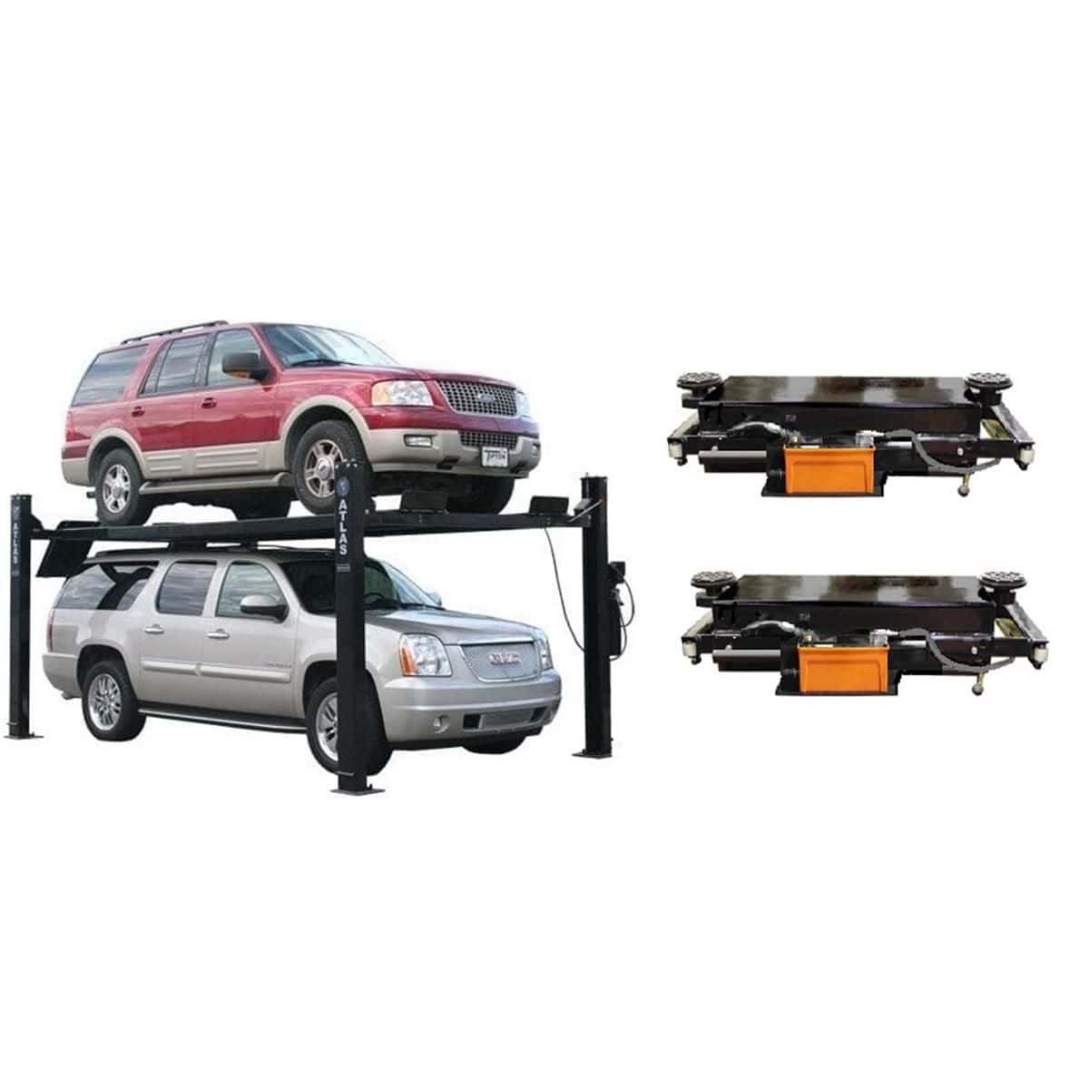 atlas-pro9000-rj45a-combo-hero Atlas Garage PRO9000 9,000-lb 4-Post Lift + 2 RJ-45A 4,500-lb Bridge Jacks Combo Package - Image 1