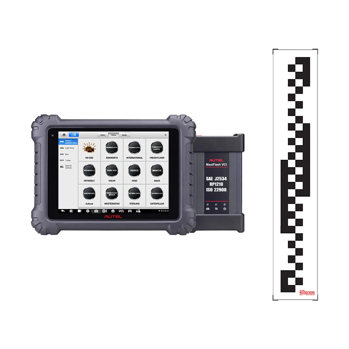 autel-cvagls-cv-adas-standard-glass-calibration-package-hero-tablet-vci-cv-target Autel CVAGLS CV ADAS Standard Glass Calibration Package — MS909CV Tablet + CV Pattern for Class 3-8 Commercial Vehicles - Image 1