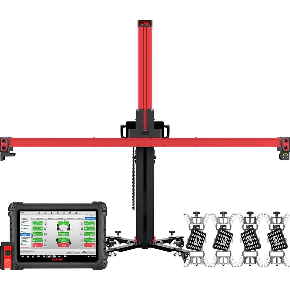 autel-maxialign-iwa500t-wheel-alignment-system-hero-1 Autel MaxiAlign IWA500T Dedicated Wheel Alignment System with 5-Camera Frame, 10.1-Inch Tablet, and Set of 4 Rim Clamps - Image 1
