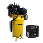 EMAX Industrial Plus 10 HP 80-Gallon Two-Stage Silent Air Compressor with 58 CFM Refrigerated Dryer, Single-Phase, ESP10V080V1PK