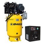 EMAX Silent Air Industrial Plus 10 HP 120-Gallon Two-Stage Air Compressor Package with 58 CFM Refrigerated Dryer, 208V 3-Phase, ESP10V120V3PK-208