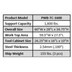 iDEAL PWB-TC-1600 Premium Work Bench & Tool Cabinet - 1,600 lbs. Cap.(XH-WB-I) - Image 5