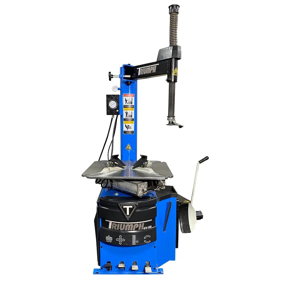 ntc-950-tire-changer-hero Triumph NTC-950 Tire Changer — Swing-Arm Rim Clamp, 16–28″ Clamping, 5,500-lb Bead Breaker, 110V - Image 1